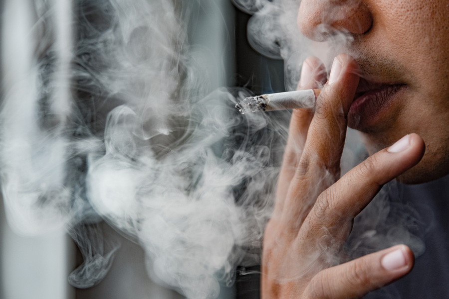 Man smoking a cigarette