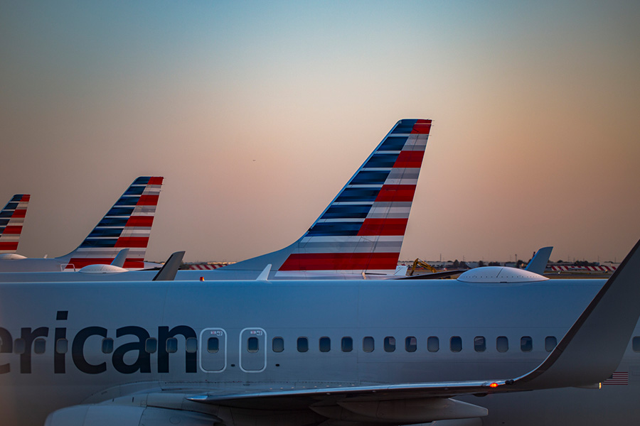 American Airlines planes in hangar